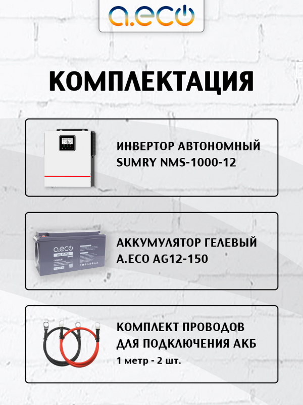 Комплект ИБП для котла (1000 Вт + 1x150 Ач)