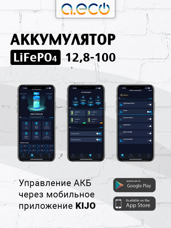 Батарея литий-железо-фосфатная LiFePO4 12-100