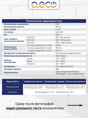 Гелевый аккумулятор JDG-12-100